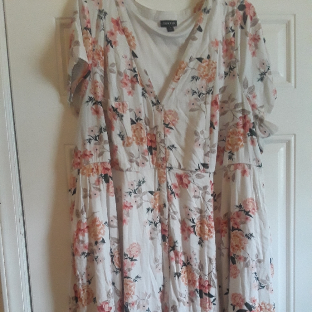 White floral swing dress